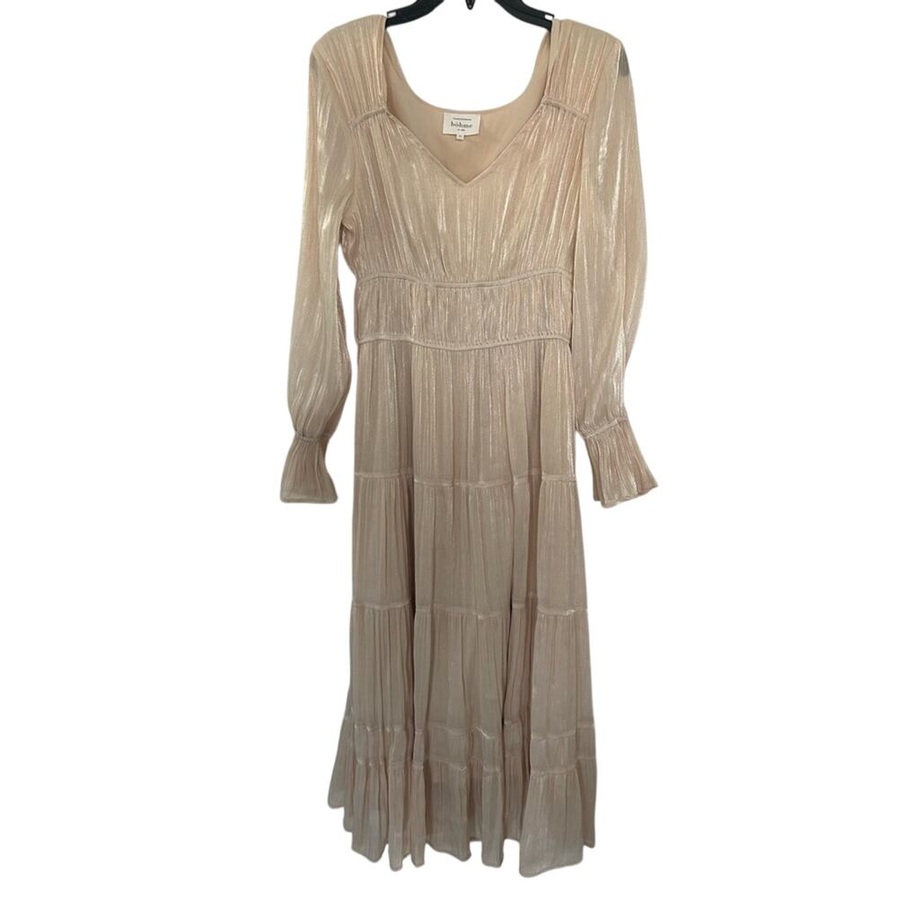 NWOT Bohme Women’s Elegant Cream Tiered Long Sleeve Maxi Dress